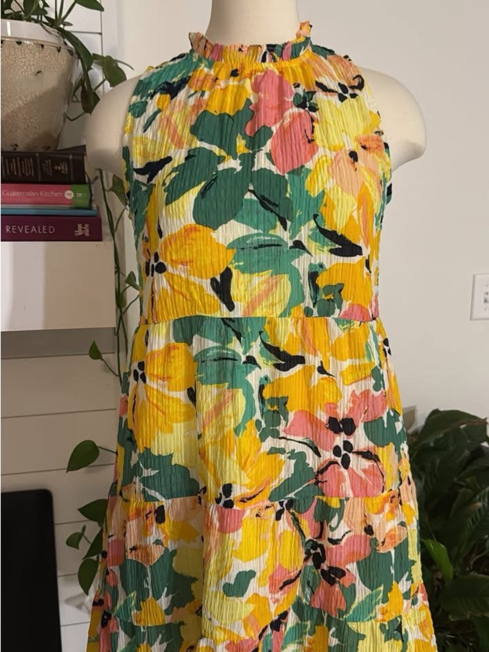 Women’s Floral Halter Sundress - Yellow Green Pink